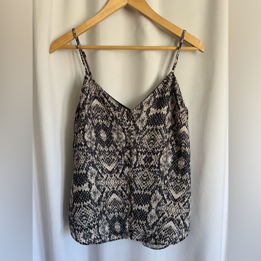 Amanda Uprichard Snake Print Spaghetti Strap Cami - Black & Cream